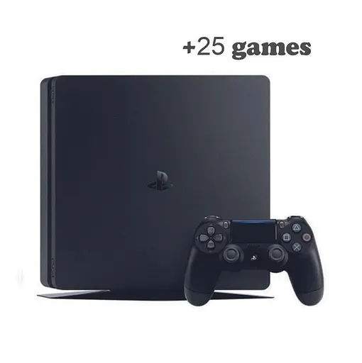 Консоль Sony PlayStation 4 SLIM 1TB Black ПО12 обслуженая + Геймпад беспроводной DualShock 4 + 25 игр + гарантия б/у
