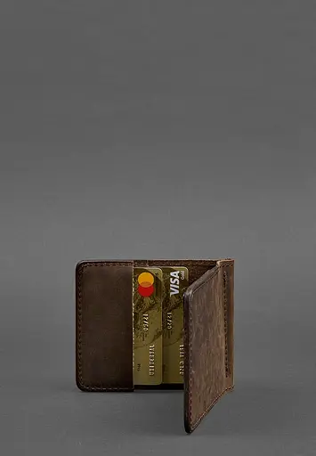 Мужской кожаный портмоне темно-коричневый 1.0 зажим для денег - фото 5