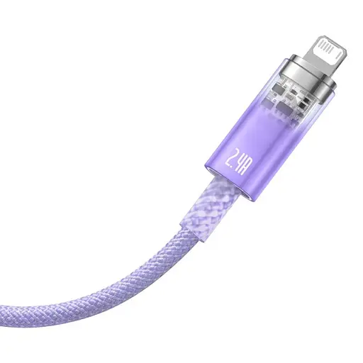 Кабель Baseus Explorer Series Fast Charging Cable with Smart Temperature Control USB to iP 2.4A 1 м Purple - фото 3