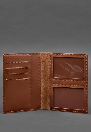 Кожаная обложка-органайзер для документов 6.1 светло-коричневый краст - фото 3