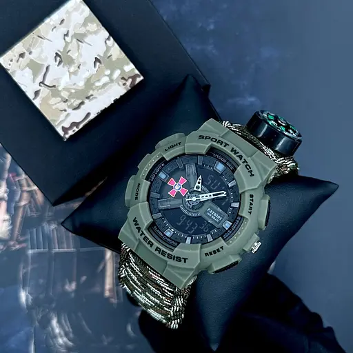 Наручний годинник чоловічий 005AGSU ЗСУ Паракордний ремінець Camo Green + Коробка Patriot acs0031048 - фото 3