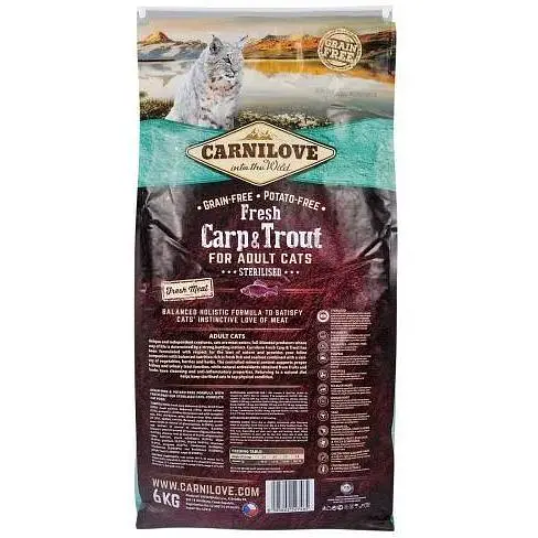 Сухой корм Carnilove Fresh Carp & Trout для стерилизованных кошек рыба 6 кг - фото 4