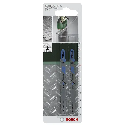 Полотно пиляльне для електролобзика BiM Bosch по металу, T 118 AF, 1.1-1.5х91 мм, 2 шт.