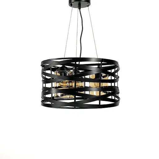 Люстра Лофт у чорному корпусі плетений овал Line.F Колір плафона Янтарний - фото 1