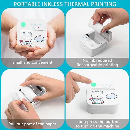 Мини-карманный принтер Mllusxg LX-D2, портативный термопринтер для наклеек, учебный принтер для картинок, фотографий - фото 5