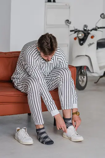 Носки с принтом ромбы короткие бесшовные качественные ORGANIC cotton JILL ANTONY 42-43, Серый - фото 2