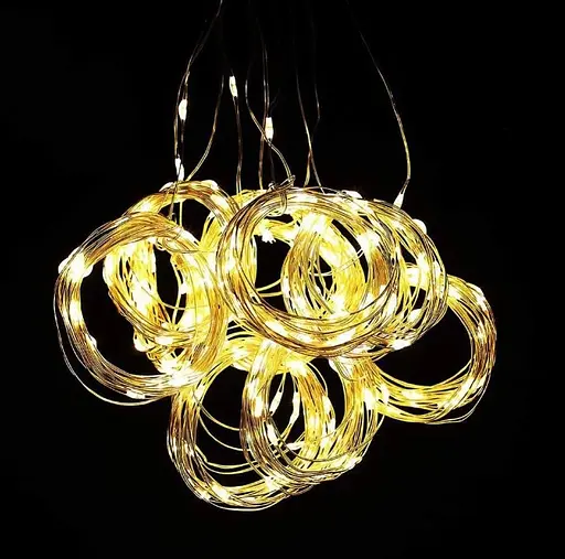 Гирлянда штора Роса 8х1.5м микродиод 600 Led лампочек, 40 нитей 220В (Золотистый свет) - фото 2