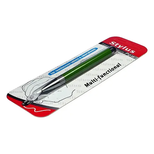 Стилус емкостный, с выдвижной шариковой ручкой, металлический, зеленый - фото 2