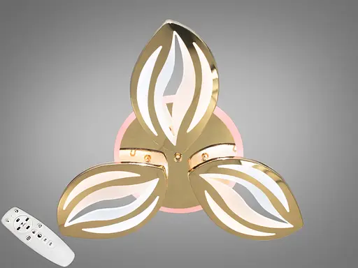 Стельова LED люстра з димером і LED підсвічуванням, 70 Вт, золото - фото 1