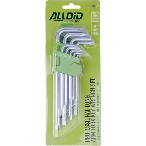 Набор ключей Alloid Torx изогнутых удлиненных T10-T50, 9 предметов (НТ-0918) - фото 2