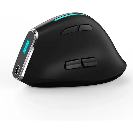Вертикальна миша бездротова Zelotes F-36 з акумулятором та RGB підсвічуванням 2.4G + Bluetooth Black - фото 2