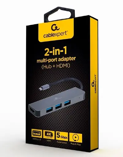 USB-хаб Cablexpert USB-C 3хUSB3.1 металл, серый (A-CM-COMBO2-01) - фото 2