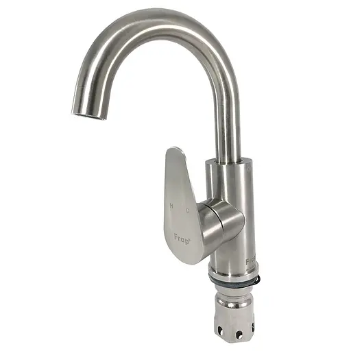 F1348 Змішувач для умивальника нержавіюча сталь гайка картридж Ø35 Frap Хром матовый - фото 1