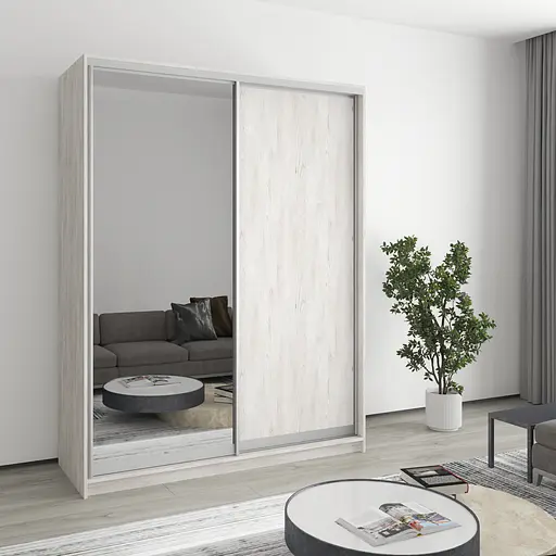 Шафа-купе дводверна MebelStar Стандарт AL ДСП/Дзеркало 160x60x210 см Аляска сірий (MBS-2456)