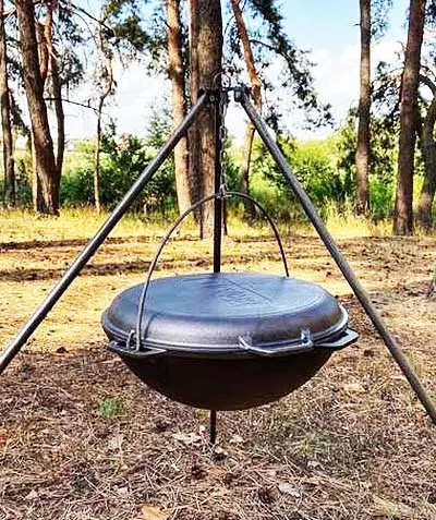 Чавунний азіатський казан Brizoll KA15-2 з кришкою сковородою для багаття туристичний 15 л - фото 6