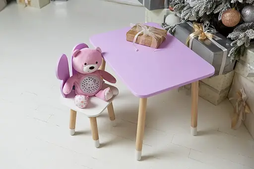 Детский прямоугольный столик со стульчиком Бабочка с белым сиденьем (Фиолетовый) - фото 4