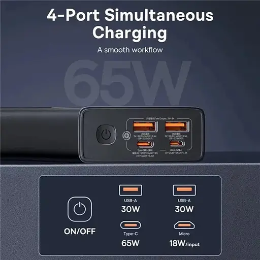 Портативний ЗП Power Bank Baseus Star-Lord Digital Display 65W 20000 mAh (P10022906113-00) Cluster Black - фото 6