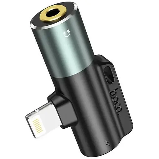 Перехідник Hoco digital 3.5 audio converter for Lightning LS32 чорно сірий - фото 1