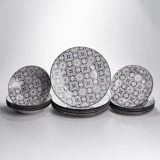 Столовий сервіз на 6 персон 18 предметів набір фарфорових тарілок для сервірування столу сервіз тарілок Yiwu HP-HK-A2 - фото 2