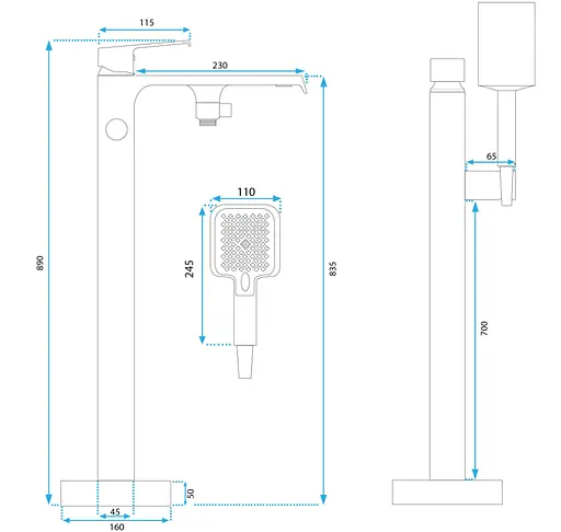 Змішувач для ванни Rea Hass brushed gold підлоговий REA-B6404 Золотий - фото 3