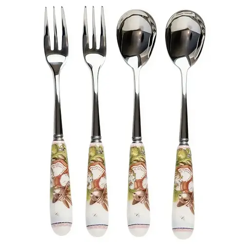 Набір столових приборів Rabbit Family HP-7323-12 4 предмети на 2 персони сріблястий набір десертний столові прибори набір Yiwu HP-7323-12 - фото 1