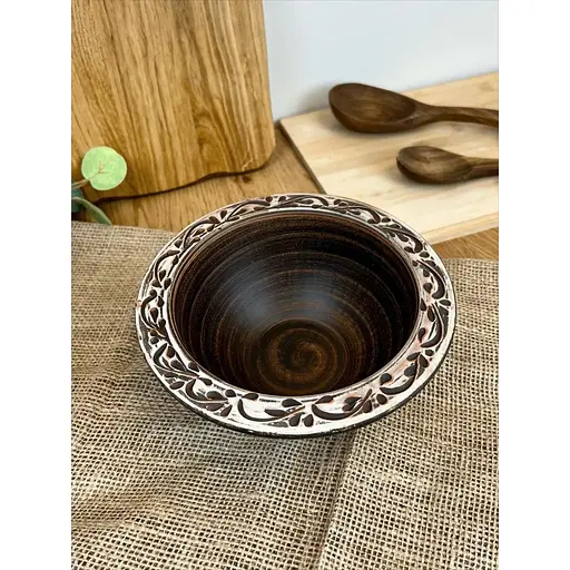 Миска для галушок керамічна (глиняна) різьблена Ангоб 700 мл - фото 3