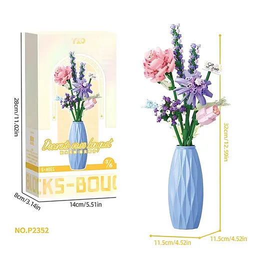 3D конструктор Голубая ваза с цветами на 303 детали (2352-P) - фото 4