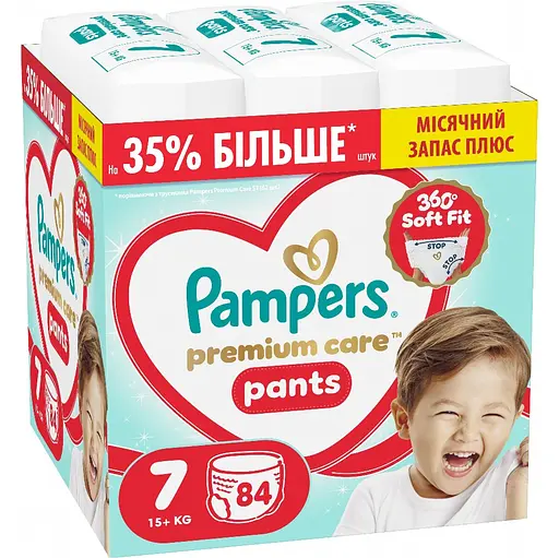 Подгузники-трусики Pampers Premium Care Pants Размер 7 (15+кг) 84 шт. - фото 1