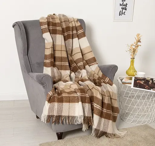 Плед вовняний Vladi Ельф 200х220 коричнево-шоколадний 2 (1130) - фото 1