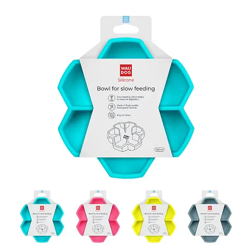 Миска для медленного питания Waudog Silicone 750 мл голубой - фото 2