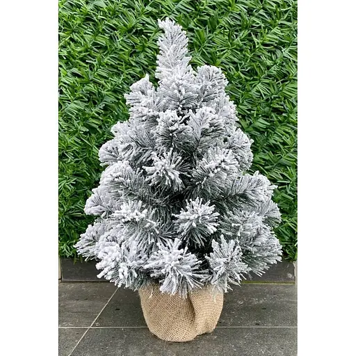 Ялинка Hvoya Classic в мішковині 50 см засніжена