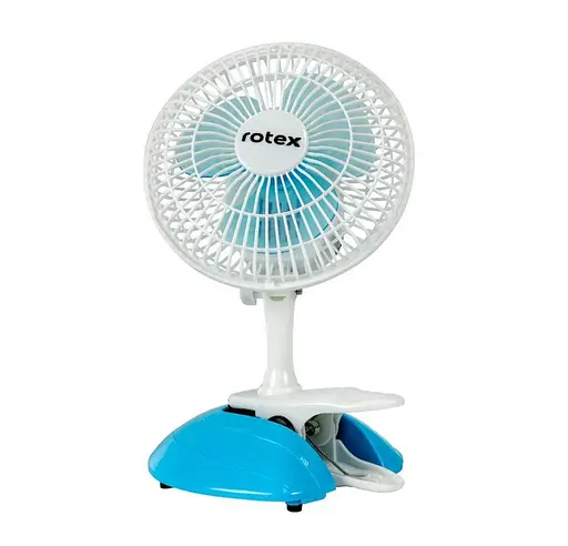 Настольный лопастный вентилятор от сети Rotex RAT06-E с прищепкой 2 скорости диаметр 15см 25Вт Белый / Голубой - фото 3