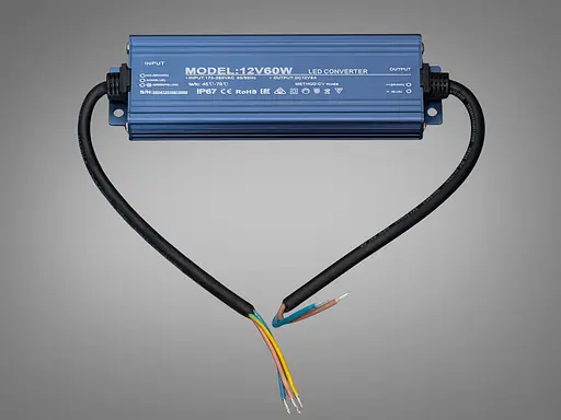 Герметичний блок живлення 12В, для підключення LED стрічки, 60Вт, 5А - фото 1