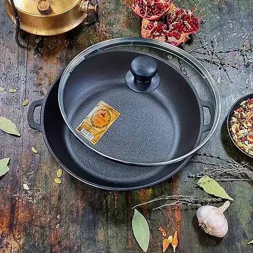 Жаровня Т102С3 чавунна лита із скляною кришкою