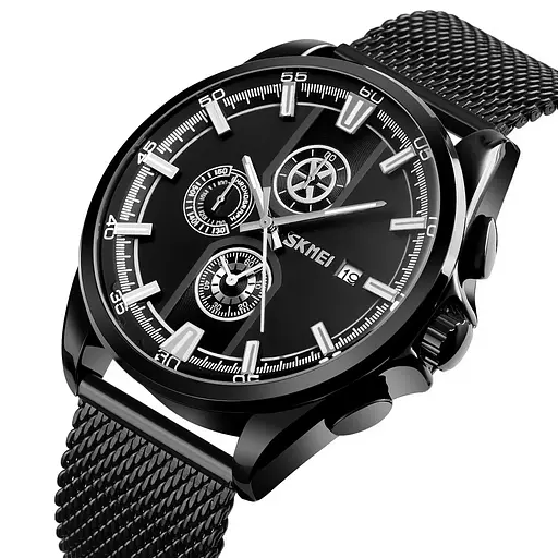 Мужские наручные часы Skmei 9181 Черные металлические