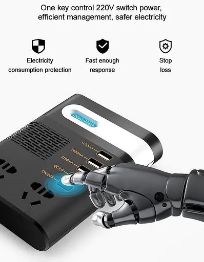 Автомобильный инвертор Asometech 12V 220V 200w Сетевой фильтр - фото 3