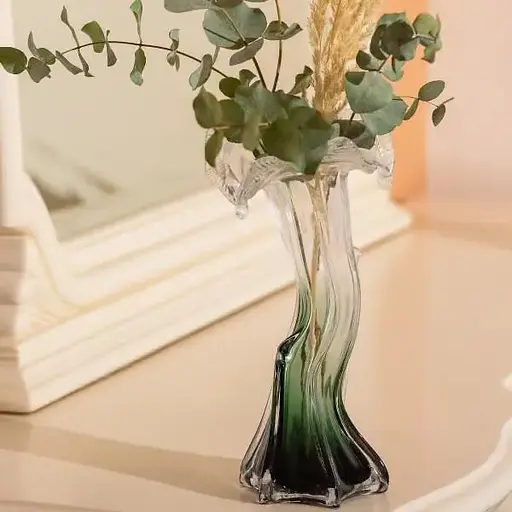 Ваза ручной работы Yiwu Murano стеклянная 29 см зеленая HP-9-1 - фото 5