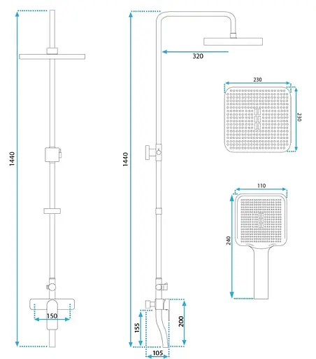 Душова система Rea Argus brushed gold з виливом REA-P7841, Золотий - фото 6