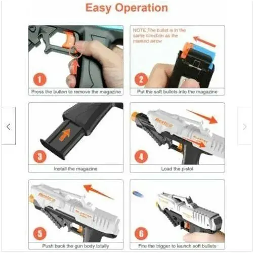 Іграшковий пістолет Besbro Toy Blaster Dart Gun з пінними дротиками - сірий - фото 3