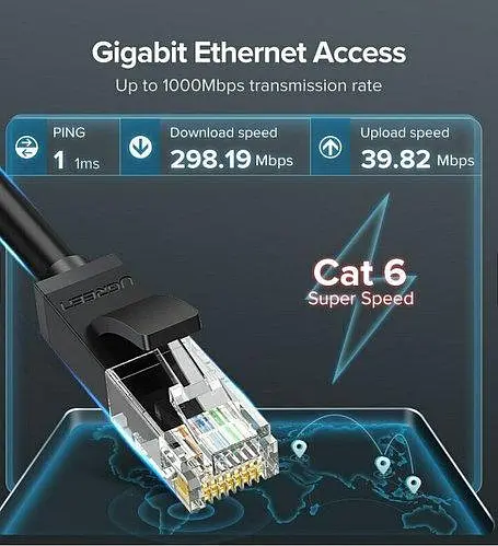 Кабель Ugreen NW102 Cat 6 UTP Lan Cable 1 м чорний (20159) - фото 2