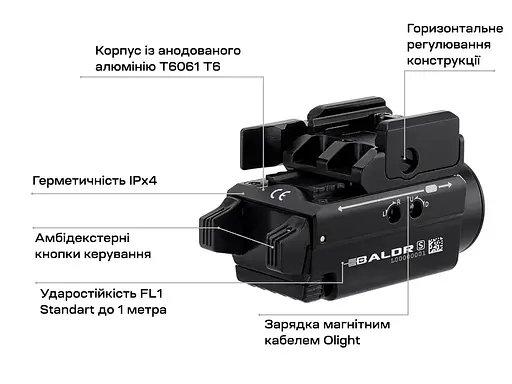 Фонарь с ЛЦВ Olight Baldr S Green Laser Black - фото 14