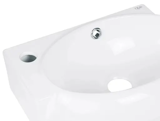Комплект Qtap Leo: Раковина подвесная овальная левая 430x285x160 мм White + Донный клапан PU02O (QT11115011LWN47332) - фото 4