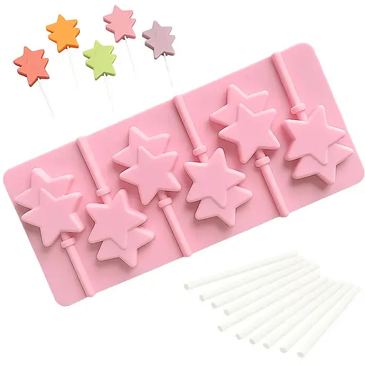 Силиконовая форма для леденцов и конфет на палочке "Звезда", Kitchen Master Розовый 87455 - фото 1