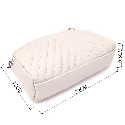 Сумка Vintage прошита треугольниками из натуральной кожи 22х13х6.5 см sum0027519 - фото 3