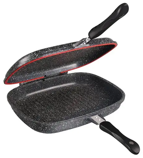 Сковорода гриль BOHMANN BH-1700-32MRB двухсторонняя 32 см с мармуровым покрытием. - фото 2