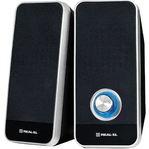 Колонки 2.0 Real-El S-80 Black, 2 x 3 Вт, пластиковый корпус, питание от USB, управление спереди (S-80) - фото 1