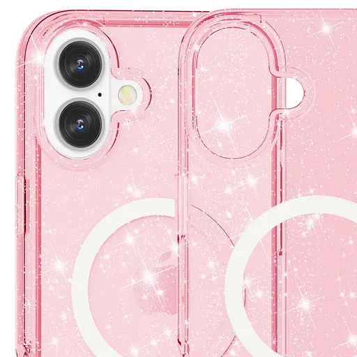 Чохол Epik TPU Galaxy Sparkle MagFit для Apple iPhone 16, 6.1 Pink+Glitter - фото 3
