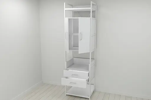 Шафа Гардероб Уні секція 5 серії Конект Ferrum-decor 220x60x50см Білий метал ДСП Білий 32 мм (FRD-104519)