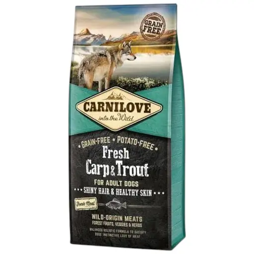 Сухой корм Carnilove Fresh Carp & Trout для взрослых собак всех пород, рыба, 12 кг