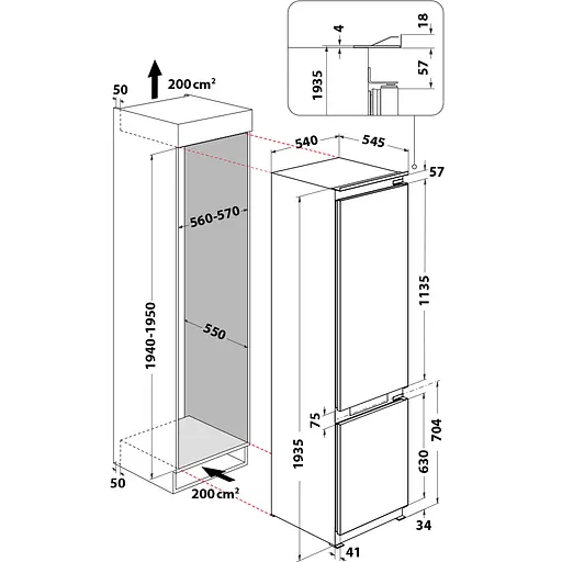 Вбудований холодильник Whirlpool WHC20 T593 P з автовідчиненням дверей - фото 5